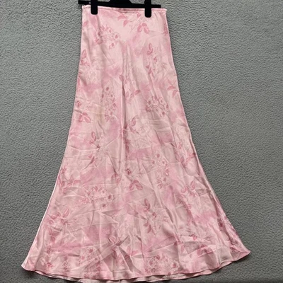 Falda de seda Escada para mujer 36 rosa floral maxi satinado hada Y2K caprichosa larga Foto 1 de 4