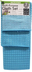 3pc Kitchen Textured Microfiber Set: Drying Mat,Towel,Dishcloth, BLUE COLOR, AAC - Picture 1 of 11