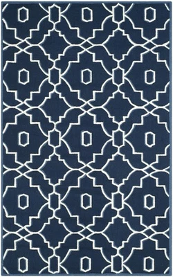 Four Seasons Collection 5' x 8' Navy/Ivory FRS237H Hand-Hooked Geometric Area... - Image 1 of 4
