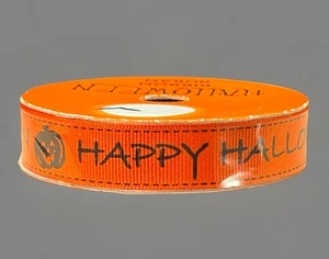Michael’s Happy Halloween Grosgrain Ribbon 5/8" 3 Yards Printed Orange Black - Picture 1 of 11