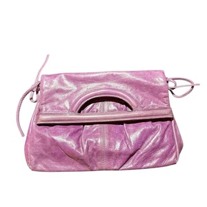 Bolso clutch plegable de cuero púrpura Maurizio Taiuti hecho en Italia - Imagen 1 de 14