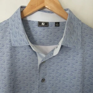 Footjoy Polo Shirt L Large Blue Print Golf Short Sleeve - Picture 1 of 7