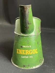 PRICES ENERGOL VINTAGE MOTOR OIL POURER PINT JUG CAN GARAGE OILER DISPLAY TIN - Picture 1 of 12