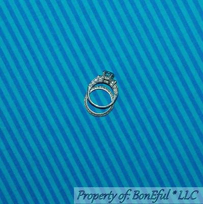 BonEful Fabric FQ Cotton Quilt Aqua Blue Teal Tonal Little STRIPE Ocean Boy Girl - Image 1 of 4