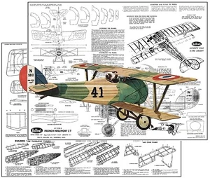 Guillows Model Airplane Plans (FF): Nieuport 27 18" Scale Rubber-Powered - Picture 1 of 3