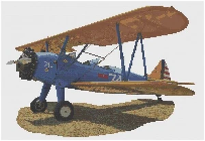 Cross Stitch Pattern  by Florashell - Boeing Stearman Aircraft - Picture 1 of 1