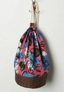 Bolso de Mano Anthropologie MISS ALBRIGHT BOLSA CESTA TROPICAL Cordón de Seda Nuevo con Etiquetas - Imagen 1 de 4