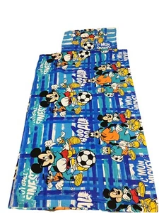 Vtg Walt Disney Flat Sheet Pillowcase Mickey Mouse Pluto Donald Goofy Football - Picture 1 of 5