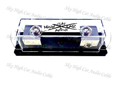 Juego de portafusibles Sky High Car Audio calibre 1/0 tornillo ANL NEGRO logotipo niquelado Foto 1 de 2