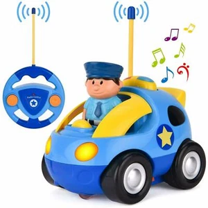 Cartoon Remote Control R/C Police Car Toy for Toddlers & Kids Music & Lights NEW - Picture 1 of 9