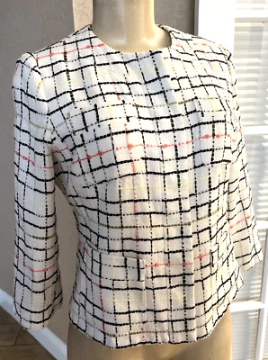 MILLY из Нью-Йорка вышивка в полоску смесь с подкладкой блейзер med n2 - Изображение 1 из 4