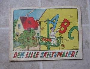 x146/ Denmark Vintage Painting Children Book w/Flag Car Airplane Train ca.1940  - Imagen 1 de 7
