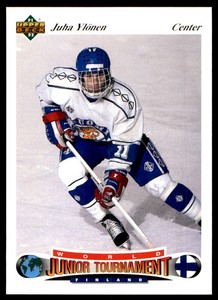1991-92 UPPER DECK CZECH WORLD JUNIORS JUHA YLONEN FINLAND #36