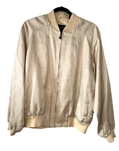 HICKEY FREEMAN Sport Men's Size M Silk Linen Twill Full Zip Jacket Beige Pockets - Imagen 1 de 14