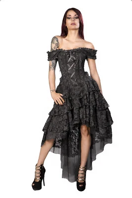 Women's Dress Black Ophelie Corset Top Lace Skirt Steampunk Gypsy Pirate Gothic - Image 1 of 4