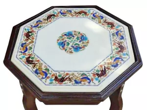 Mesa de centro de mármol arte piedra con incrustación semipreciosa - Decoración del hogar de lujo, única - Imagen 1 de 8