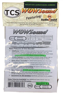 Train Control Systems TCS DCC 1517 WOW Steam Sound Decoder Ver. 4.6 KA3  - Image 1 of 3