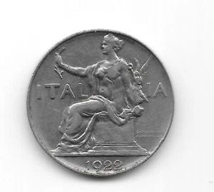 1922 Italia Italy 1 Lira BVONO Coin - Picture 1 of 4