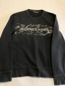Michael Kors Sweatshirt Mens Medium Black Camo Logo Fleece Casual Crew - Picture 1 of 5