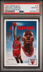 Michael Jordan 1991 Upper Deck Bulls Checklist Basketball Card #75 Graded PSA 10 - Picture 1 of 1