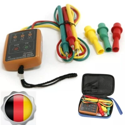 3 Phasen Drehrichtungsanzeiger Drehstrom Phasenprüfer Tester Drehfeldmessgerät - Bild 1 von 4