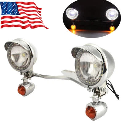 Barra de luces antiniebla de paso y luces de señalización de giro para Honda VTX 1300 C R S RETRO Foto 1 de 4