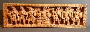 Vintage India Hindy 3D High Relief Panel Wood Carving Khajuraho Temple Style - Picture 1 of 9