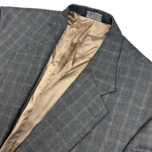 Lands' End Men’s Lamb's Wool 2-Button Flann Blazer Jacket Gray Check • 44L - Picture 1 of 11