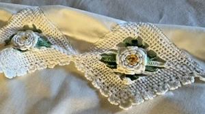 Vintage Twin Size Flat Sheet ABOUT 100" X 70" Hand Crocheted Edge - Picture 1 of 6