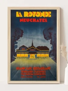 Highly Collectable Switzerland La Rotonde Neuchatel Vintage Poster - Picture 1 of 3