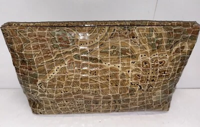 Bolso clutch grande vintage de cuero brillante con estampado de serpiente Pinky Foto 1 de 4