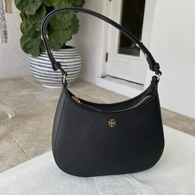 Tory Burch Emerson Saffiano Leather Shoulder Bag in Black 150258 NWT - Image 1 of 4