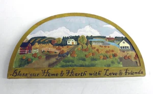 Vtg Russ Berrie Wall Plaque Picture Harvest Homecomming Pumpkins Farmhouse Decor - Picture 1 of 4