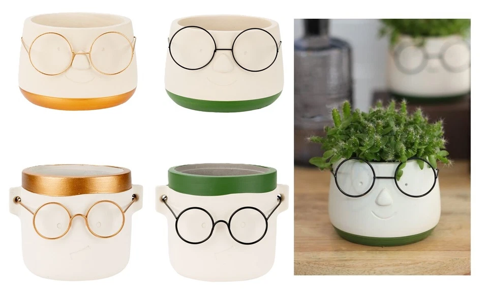 NaDeco Blumentopf mit Gesicht und Brille | Pflanztöpfe | Übertopf | Blumentopf - Bild 1 von 1