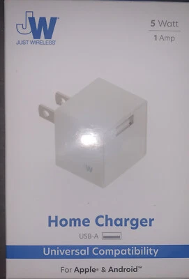 Just Wireless 1.0A/5W 1-Port USB-A Home Charger - White - for Apple & Android - Image 1 of 2