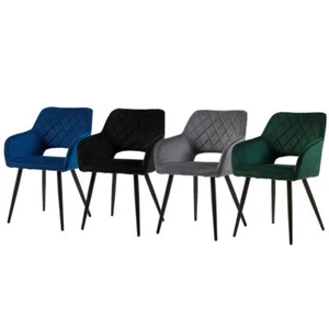 Pareja de sillas de comedor de terciopelo multicolor asiento de diamante con agujero cocina comedor - Imagen 1 de 32