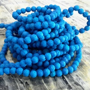 Natural Lava 6mm, Deep Sky Blue ,Approx 61pce Strand. Free postage. Oz Seller - Picture 1 of 3