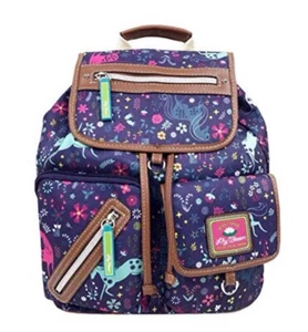 Lily Bloom Uni Corny Riley Backpack Eco Friendly SCHOOL floral UNICORN print bag - Picture 1 of 6