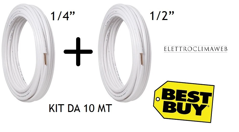 TUBO RAME CONDIZIONAMENTO CLIMATIZZATORE CONDIZIONATORE 1/4"+1/2" KIT 10 METRI - Immagine 1 di 1