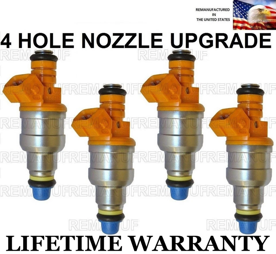 4X Upgraded Bosch 4 Hole Fuel Injectors for Volvo 244 245 740 Peugeot 405 2.3L - Image 1 of 1