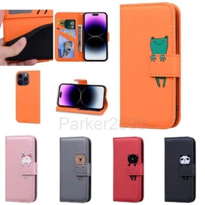 Case for iPhone 14 13 12 11 XS Pro Max XR 8 7 Plus Leather Wallet Animal Pattern - Picture 1 of 57