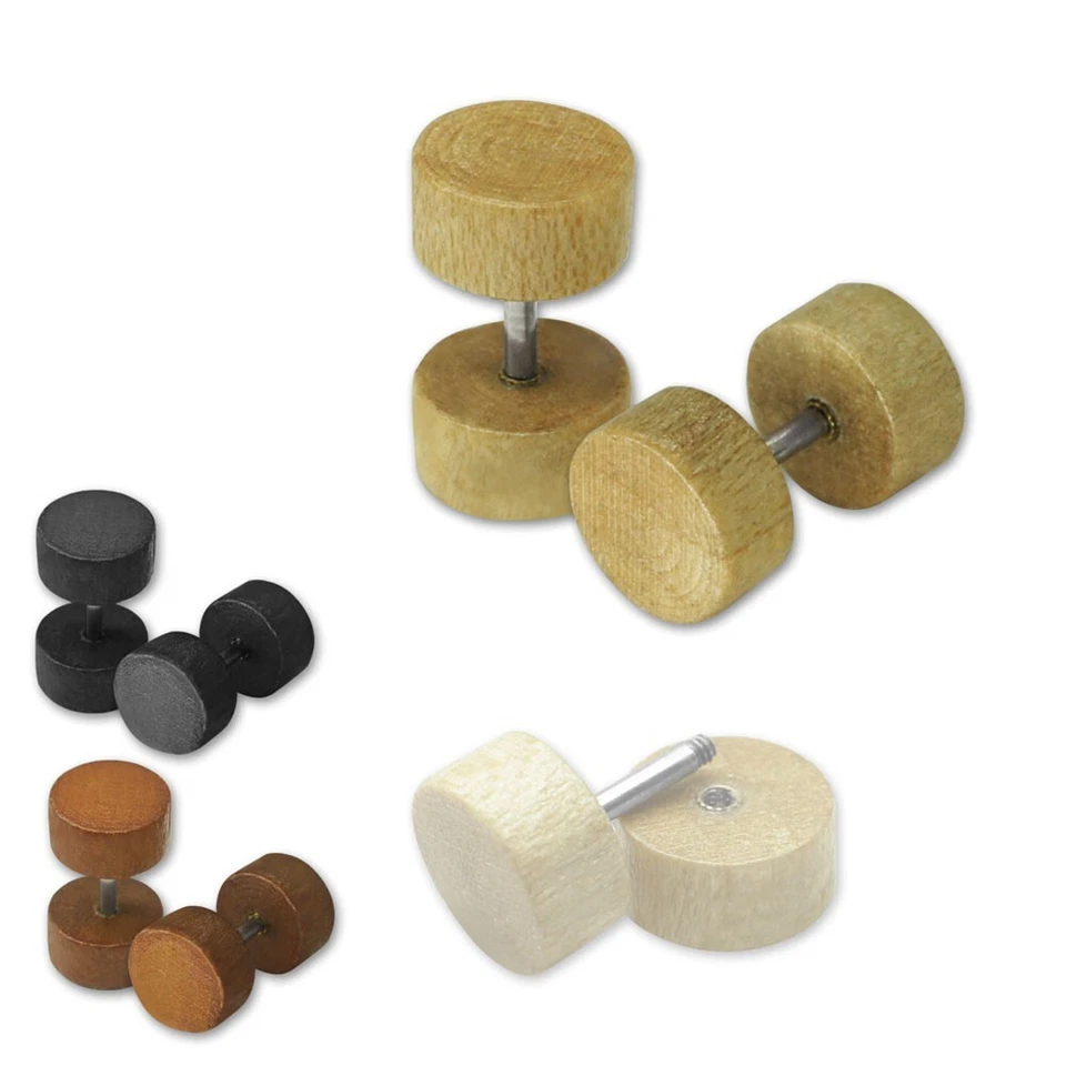 1 Paar Fakeplugs Holz Fakes Plugs Ohrstecker Ohrringe Fakepiercing Natur organic - Bild 1 von 1