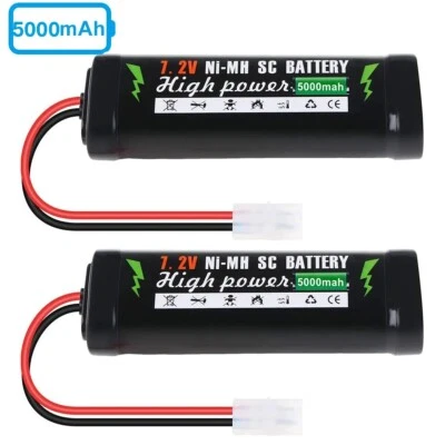 2 Stück NiMH Akku 7,2V 5000mAh mit Tamiya Stecker für RC Auto LKW Boot Drohne - Bild 1 von 4
