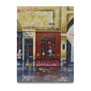 NY Art - Delightful 12x16 Red French Storefront Original Oil Painting on Canvas! - Bild 1 von 3