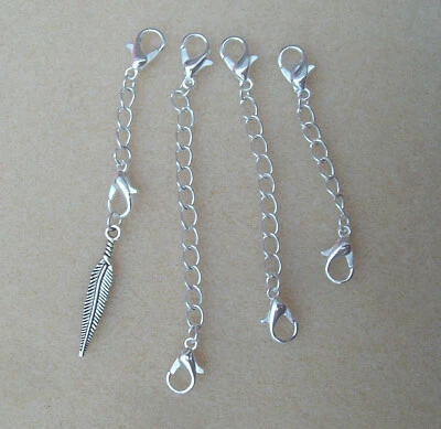Серебряное покрытие двойной застежки ожерелье браслет удлинитель цепочки x 4 с бесплатный подвеска - Изображение 1 из 4