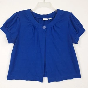 Cato Womens Size M Vibrant Royal Blue Short Puff Sleeve Cropped One Button Shrug - Picture 1 of 11