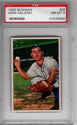 1952 BOWMAN   #58 Hank Majeski  PSA 8 - Image 1 of 2