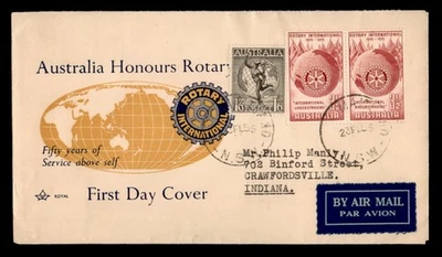 DR WHO 1955 AUSTRALIA FDC ROTARY INTERNATIONAL ROYAL CACHET COMBO PAIR w8373 - Image 1 of 2
