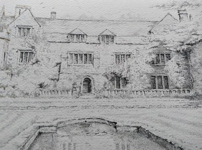 Pen and ink drawing of Athelhampton house.  - Image 1 of 4