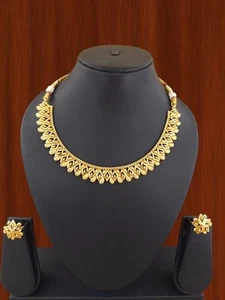 22K Gold Plated Bollywood Jewelry Wedding Beautiful Indian Necklace Earrings Set - Picture 1 of 2